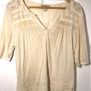 Lucky Brand Boho Beige Peasant Top Size Large